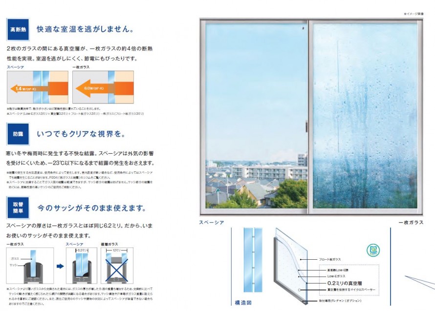 断熱ガラス交換スペーシア