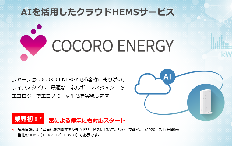 シャープＣＯＣＯＲＯＥＮＥＲＧＹココロエナジーHEMS