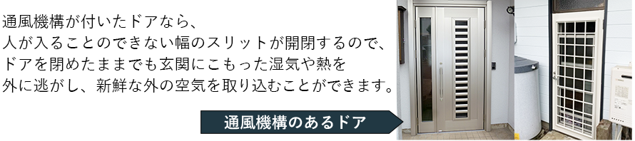 通風機構のあるドア